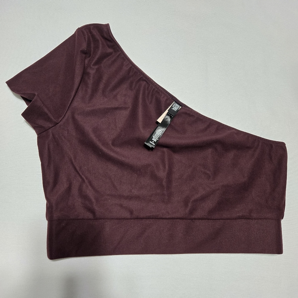 NWT Victoria's Secret Sport Women's One Shoulder Burgundy Cropped Top sz M